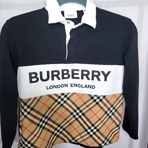 Boys Burberry shirt size 10 in black. This item was worn 3x.